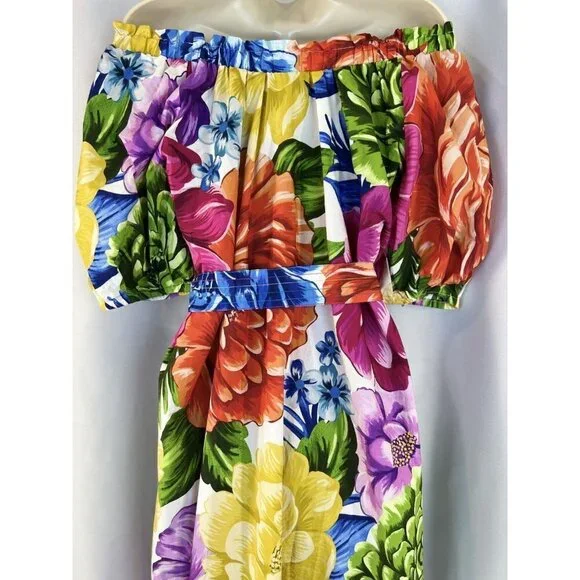 FARM Rio Rainbow Chita Off-The-Shoulder Puff-Sleeve Maxi Dress $225 - Picture 9 of 12